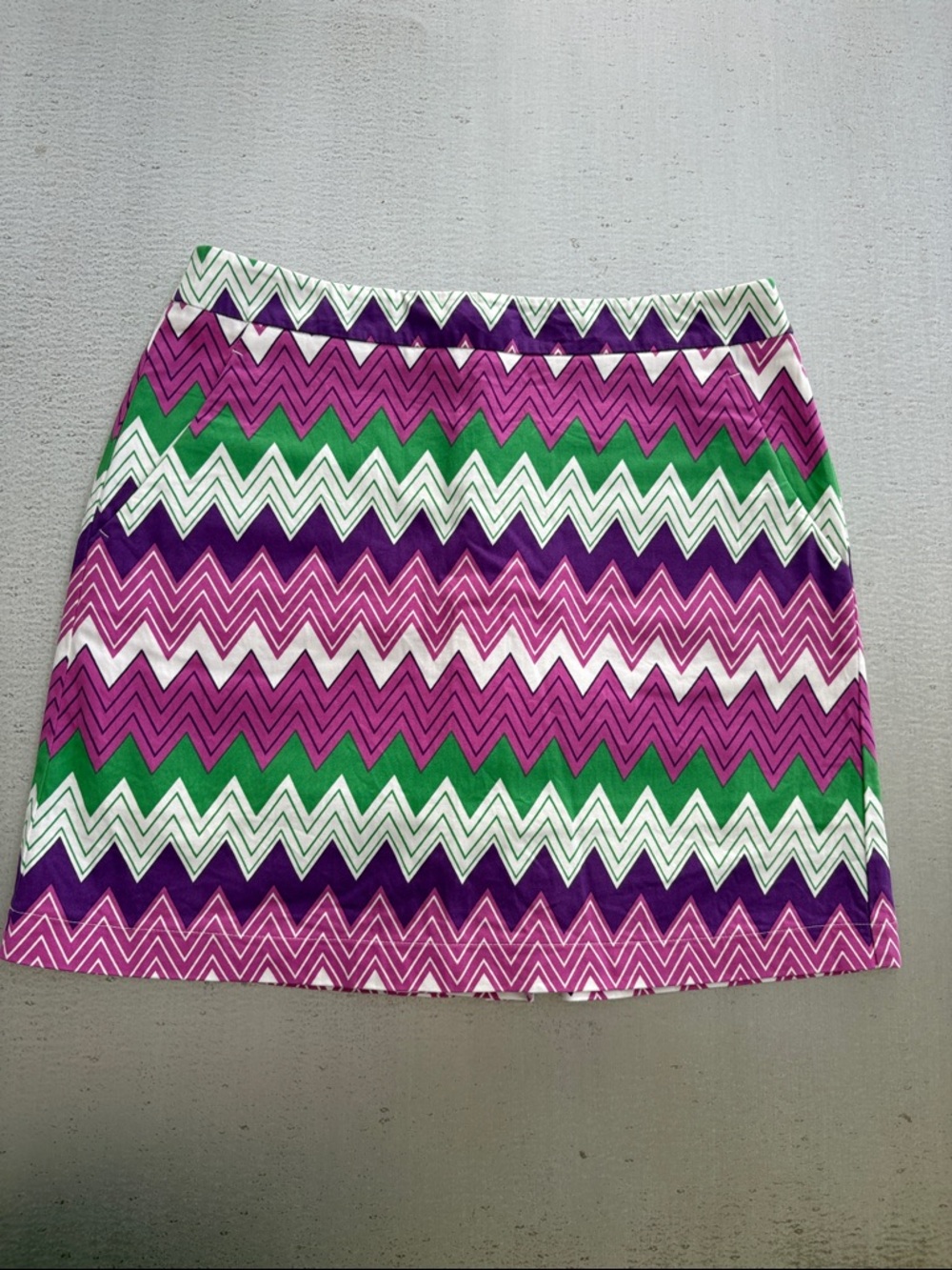 Chevron Zigzag Mini Skirt in Purple, Green & White
